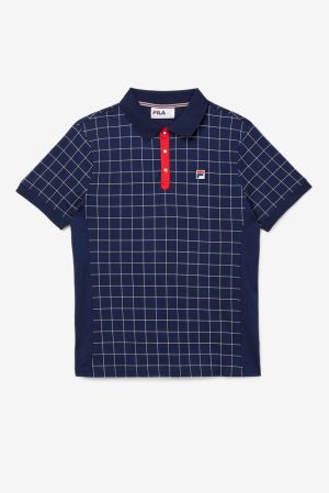 FILA Nile Polos Navy / White / Red,Mens Clothing | CA.FZJHGO104